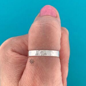 Sterling Silver Hammered Ring Band Size 10